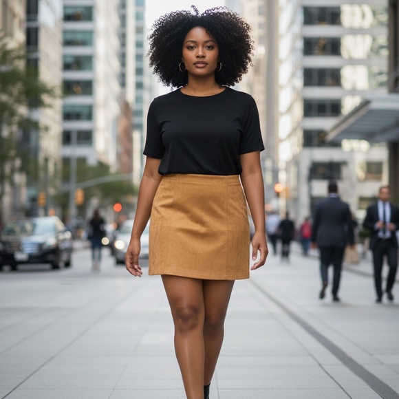 Camel Women's Suede Skirt - Picture 2 of 3